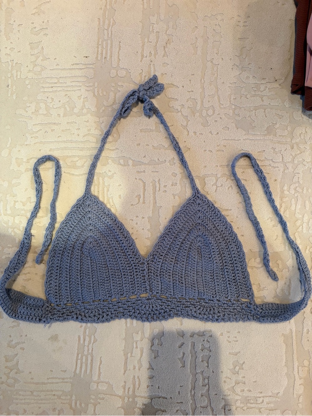 Handmade Crochet Triangle Bralette - Dusty Blue